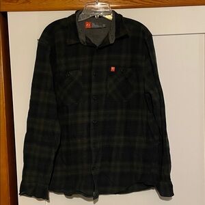 Plaid Button-Up flannel shirt.